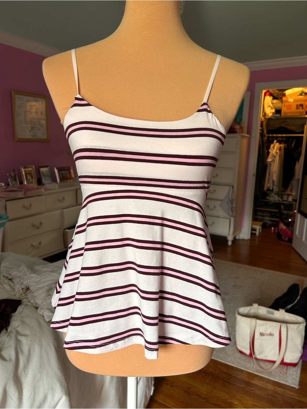 wild fable White Striped Spaghetti Strap Swing Cami